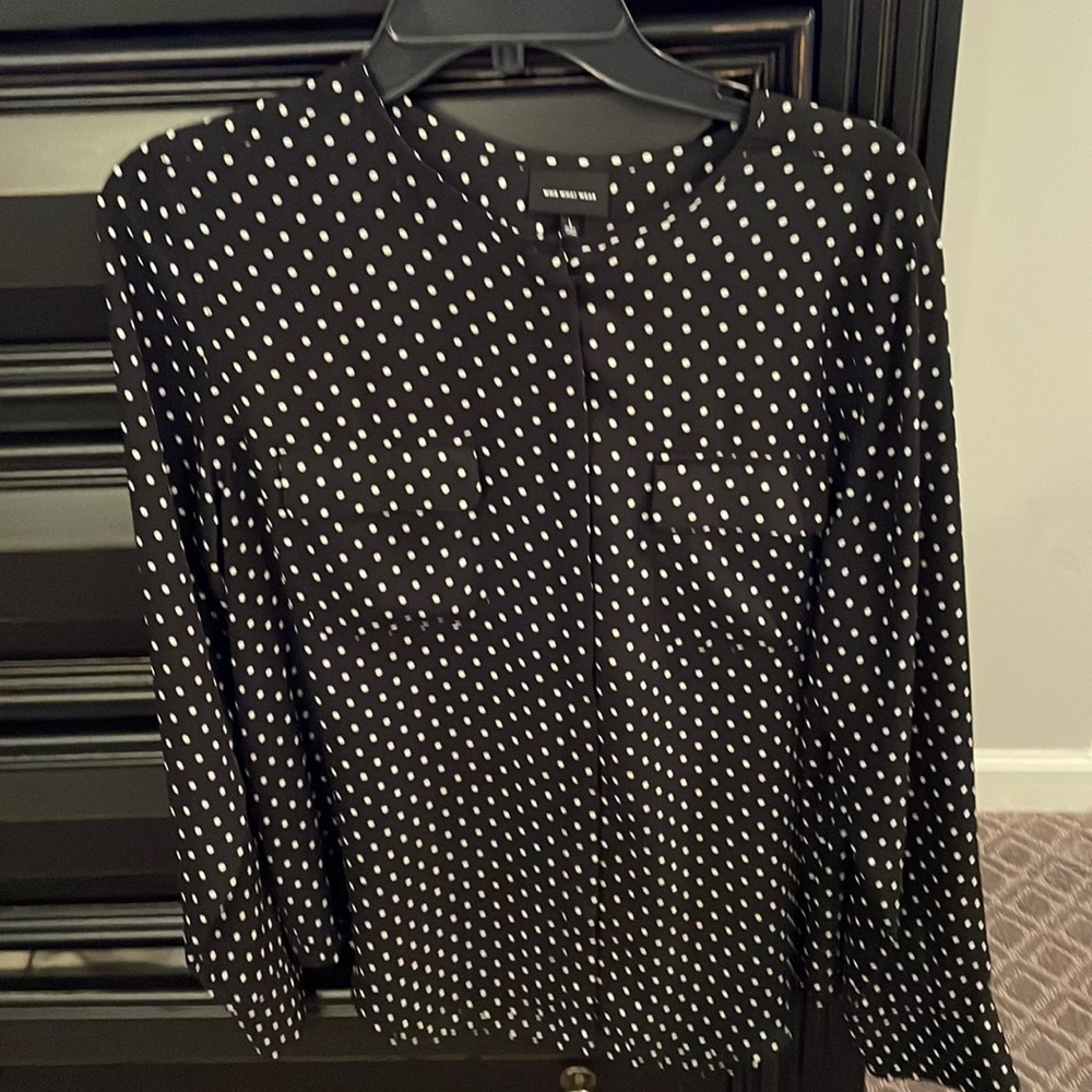 Black and white polka dot blouse